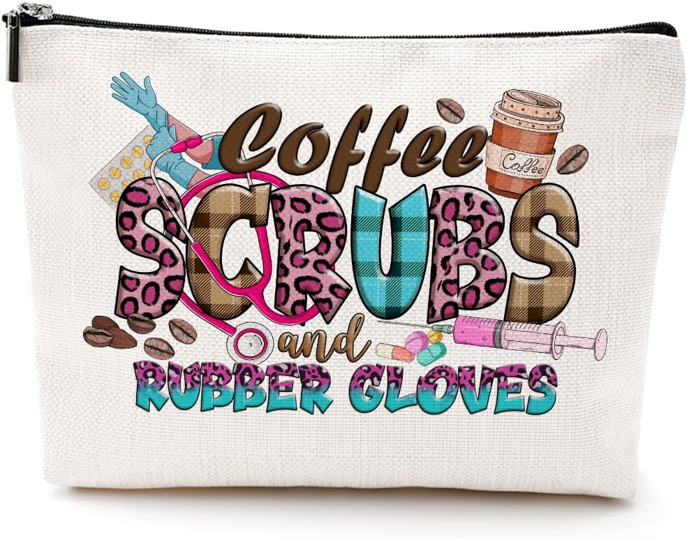 Nurse Cosmetic Bag – Travel/On-The-Go Makeup Storage, Bathroom Vanity Organization – Coffee