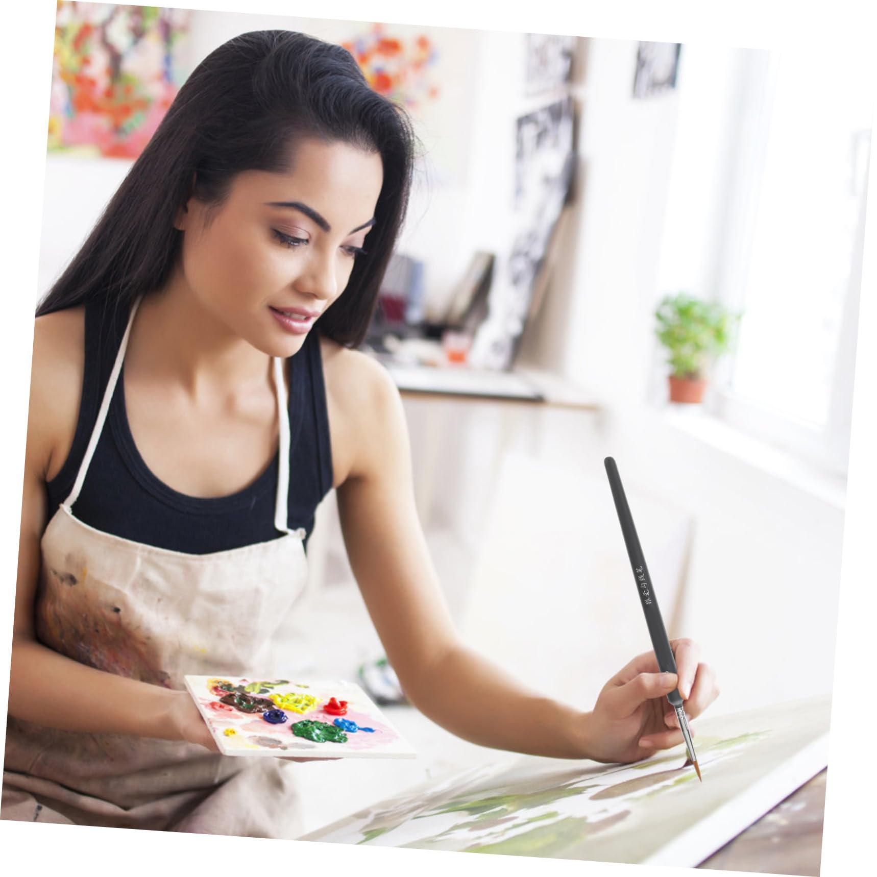 Pincel de Acuarela para Estudiantes 6 Piezas Accesorios de Pintura | Plástico, para Niños y Adultos, Decoracion Colegio, Miniatura Pintura Pinceles