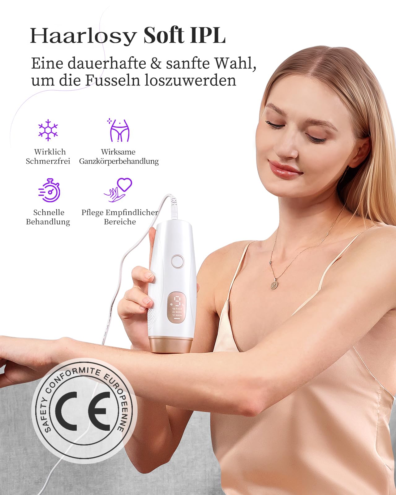 Haarlosy IPL Geräte Haarentfernung Laser mit Gefrierfunktion und Reinigungslicht