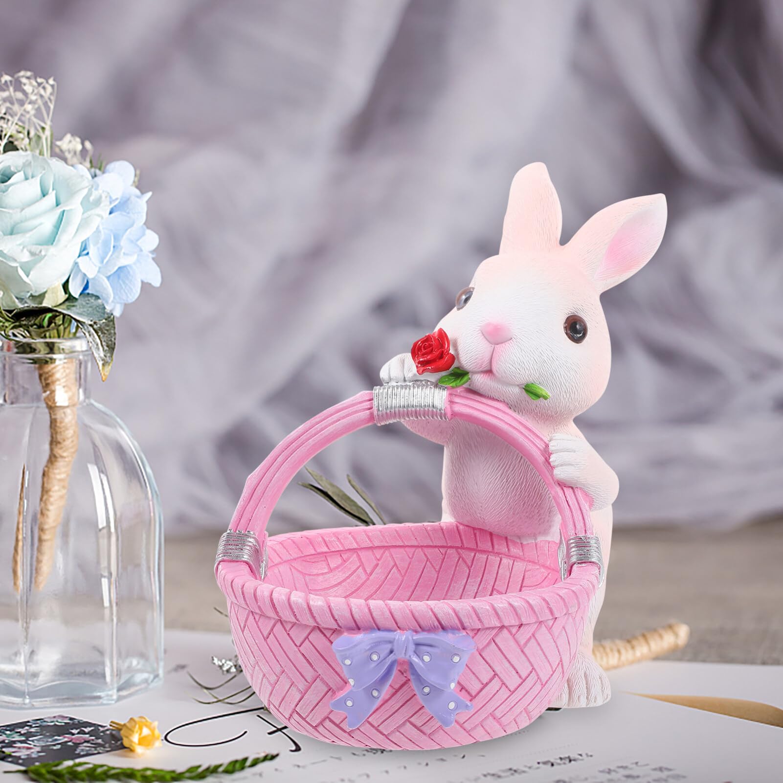 STOBAZA Décoration De Pâques Résine Statue De Lapin Panier pour Bureau Ornement De Bureau Forme De Lapin Cartoon pour Fête De Pâques