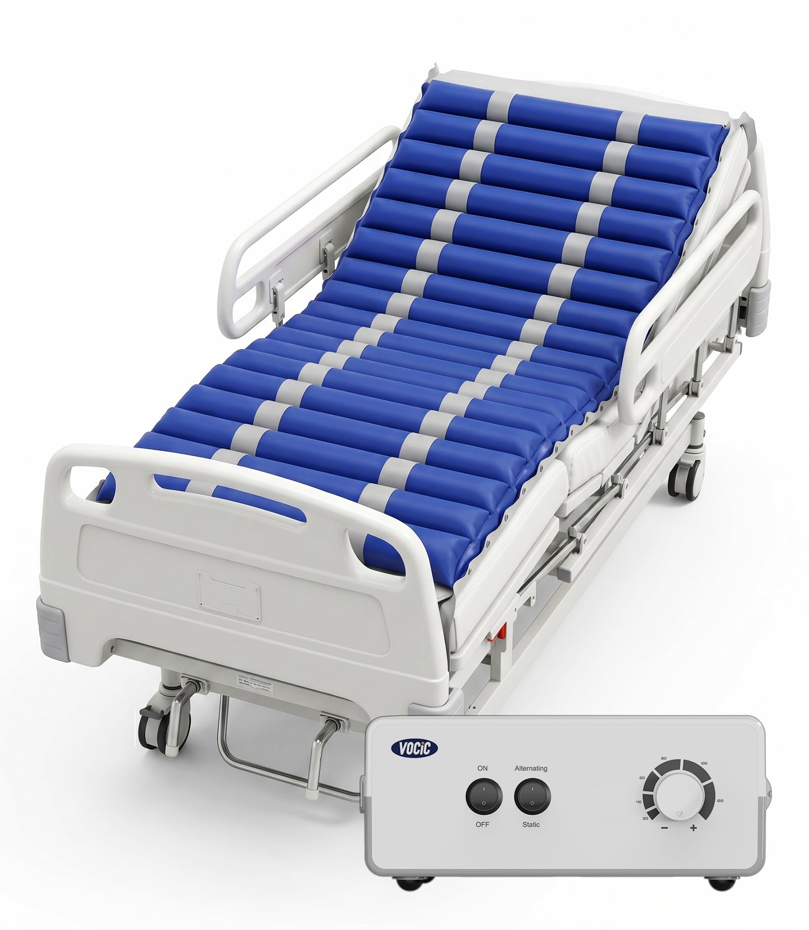 S46 Materasso a pressione alternata con pompa ad aria ultra silenziosa, cuscinetto d'aria integrato in TPU a 21 celle per il comfort della pelle, blu scuro