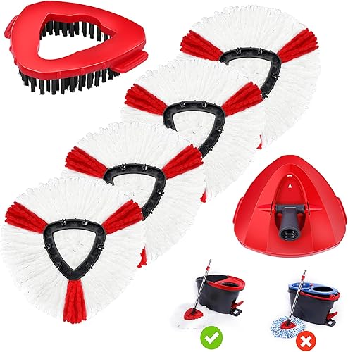 Paquete de 4 cabezales de repuesto para trapeador giratorio compatibles con sistema EasyWring de 1 tanque, cabezal de repuesto de trapeador