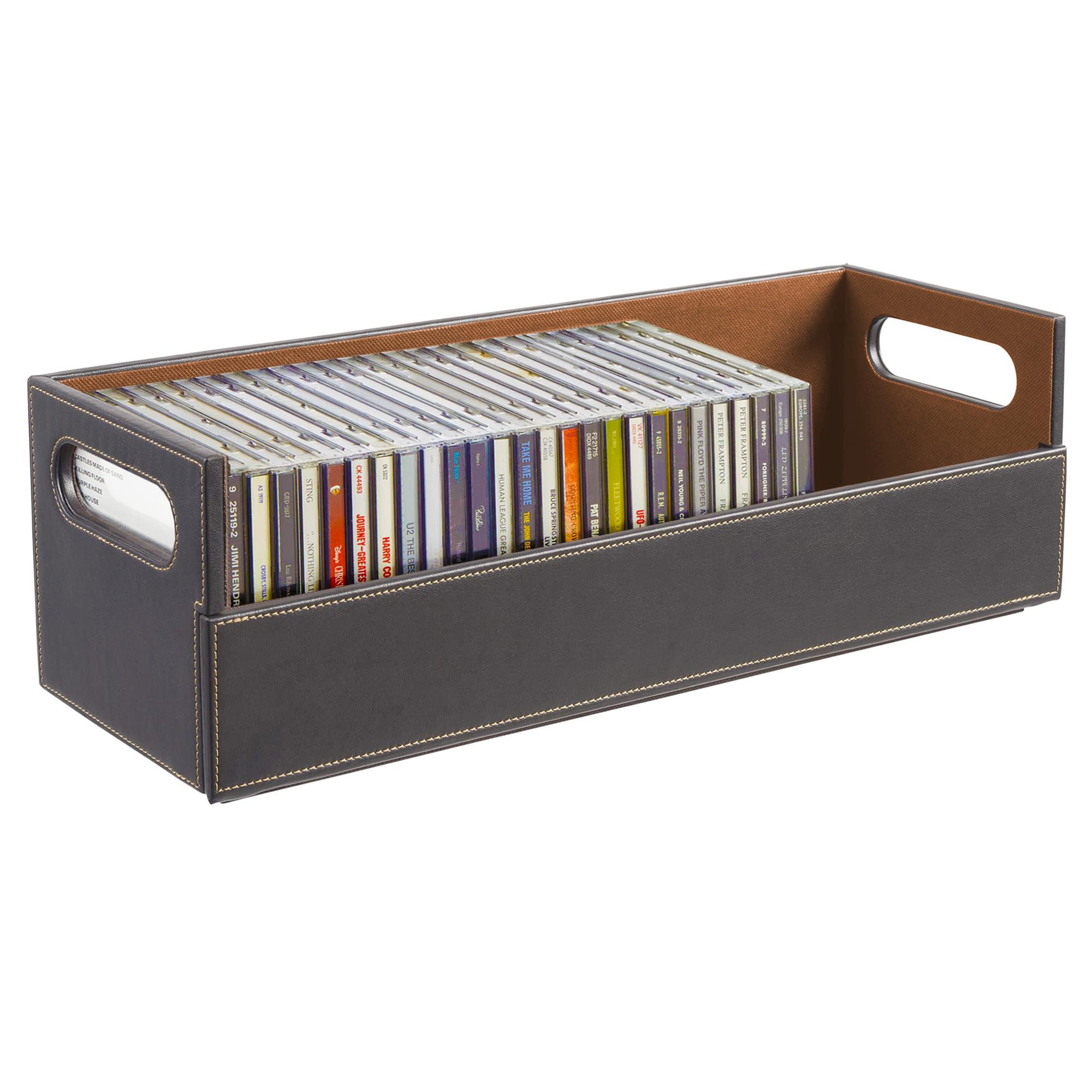 (CD Tray, Espresso) - Chocolate Stacking CD Tray and Media Storage Box For CD Shelf Storage and Organisation, Holds 40 CDs