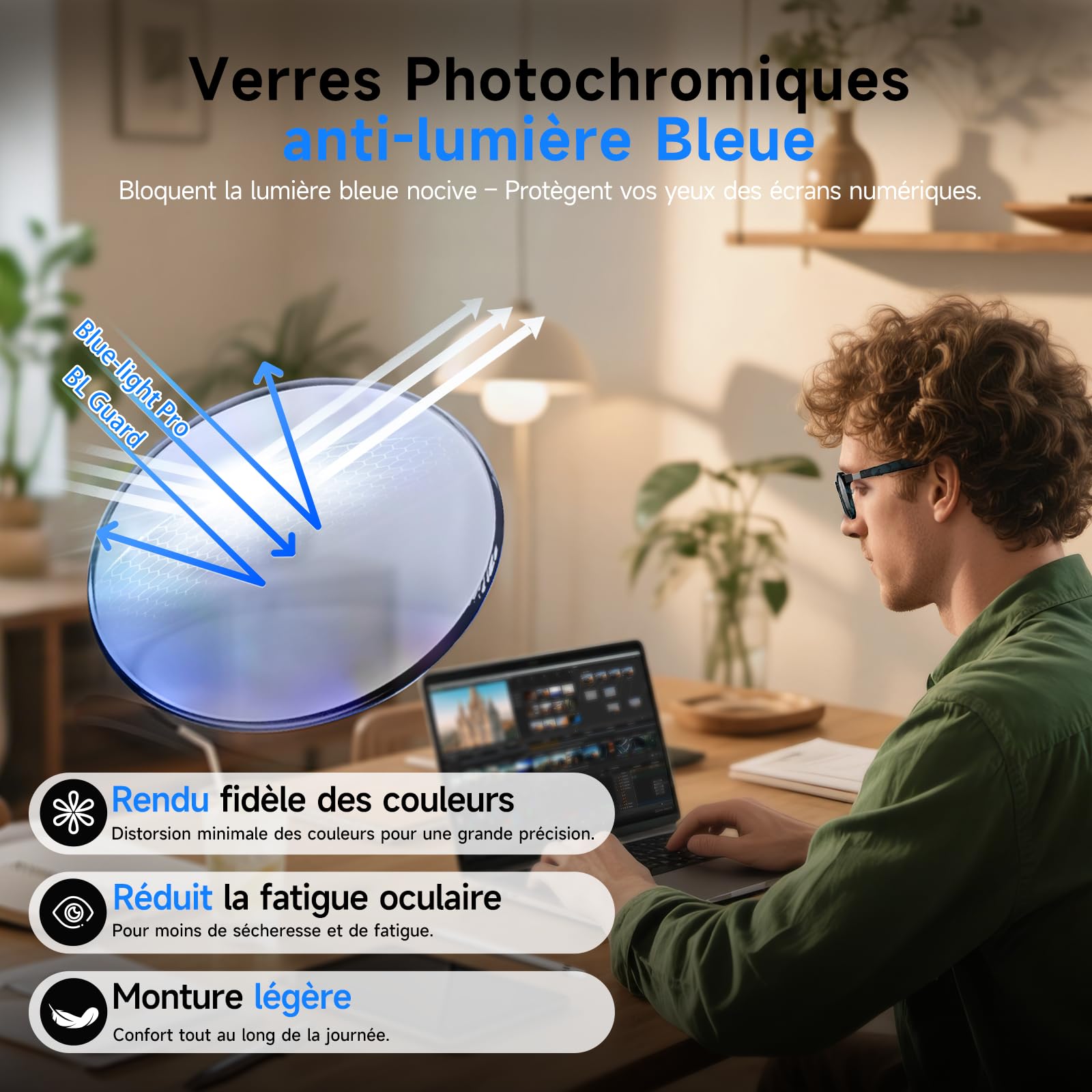 GetD Lunettes AI Intelligentes pour Hommes et Femmes, Lunettes Audio Bluetooth et Écouteurs à Oreilles Ouvertes et Assistant AI avec Traduction AI (Cadre Noir + Lentille Transparente)
