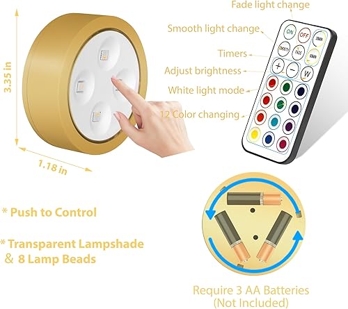Miniatura 5 de 3 luces de imagen que funcionan con pilas, luz LED magnética de 13 colores RGB para marcos de fotos, luz de pintura inalámbrica con control remoto,