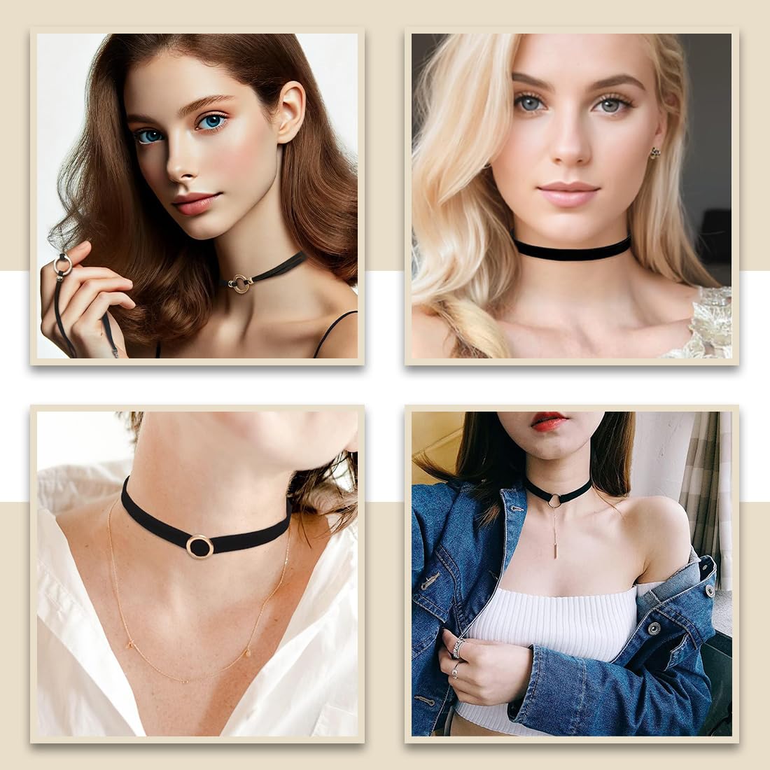 JEYORZY 8-teiliges Choker-Halsketten-Set, Gothic-Tattoo-Spitzen-Hälterung, Damen-Choker, Schwarz, geeignet für Frauen und Mädchen, verstellbar