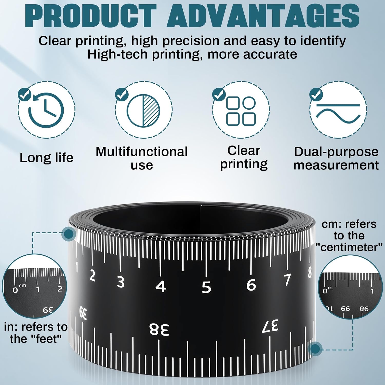 Relaxweex 2 Pcs 39.37 Inch Magnetic Ruler Flexible Magnetic Tape Measure with Both Inches and Centimeters, Suitable for Whiteboard, Lathes, Workshops, Mills, Easy to Take (Black)
