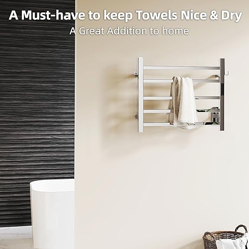 Miniatura 15 de P&Bhusri Toallero calefactable, calentador de toallas de 10 bares para baño, calentador de toallas montado en la pared, toallero eléctrico con Negro