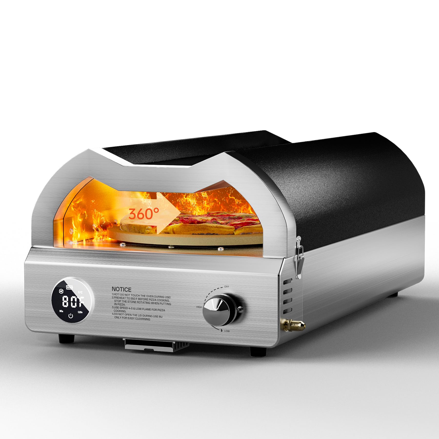 Horno De Pizza De Gas MasterPro - Portátil, 500°C, Incluye Accesorios, Pizza En 60 Segundos