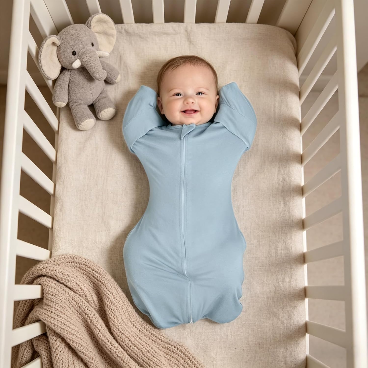 MEXXI Swaddle Baby Sleep Sack With Arms Up, 2 Pack Baby Swaddle,0.5 TOG, S image 5