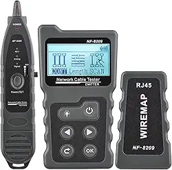 ERYUE Testador de cabos,Testador de cabo de rede LCD multifuncional Rastreador de fio PoE Checker Inline Testador de corrente e tensão PoE com testador de cabo com função iluminar