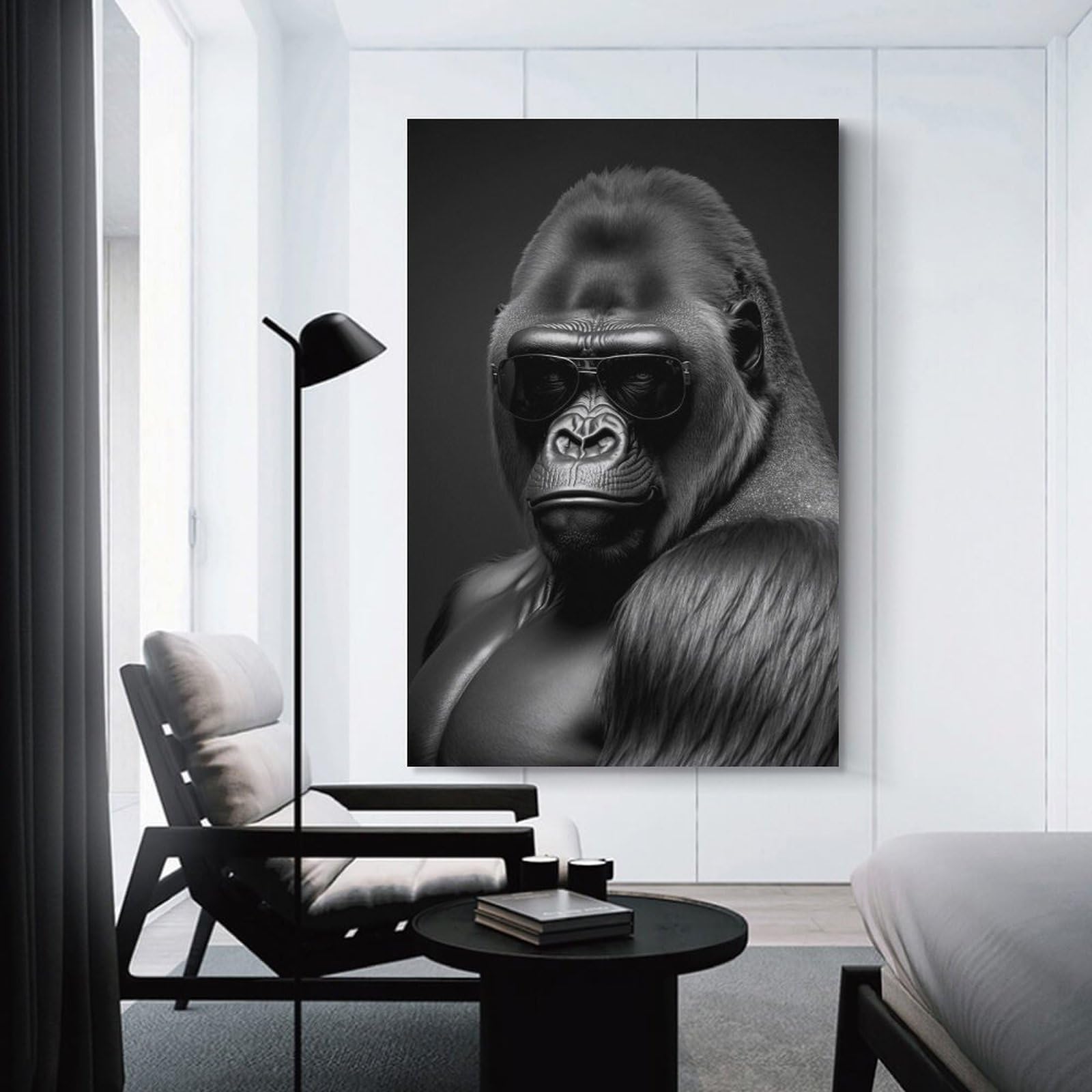 Junmoney Portrait of A Gorilla Decorative Wall Artwork, 24x36inch(60x90cm), for Corridors, Hallways Or Apartment Entries, Home Artwork for First Impressions
