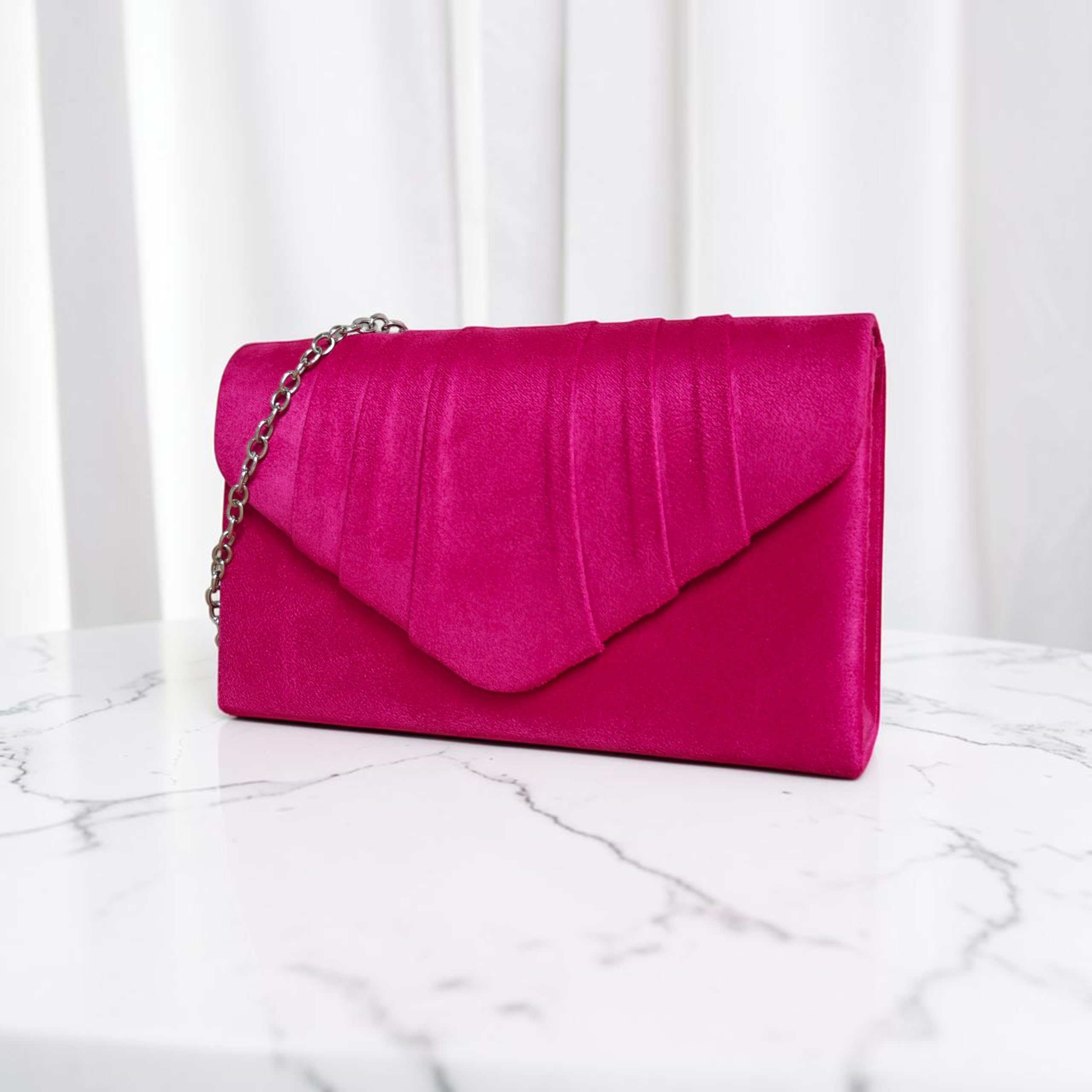 fi9 Bolso de mano plisado de ante liso para boda, fiesta, graduación, noche, bolso de mano
