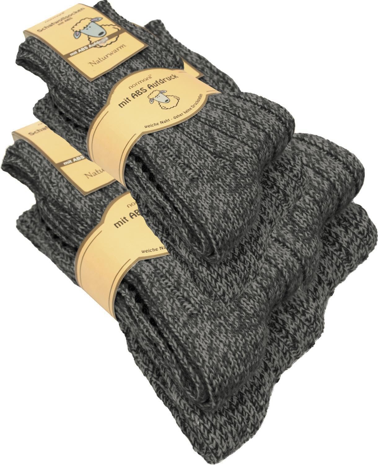 2, 4 Paar oder 6 Paar Norweger Strick-Socken mit Antirutsch Sohle, Woll Socken mit ABS Sohle. Hütten Socken