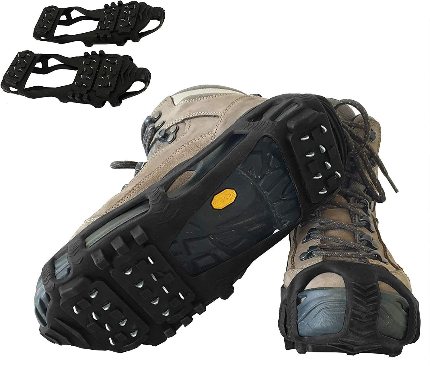 LimmLimm Ice Snow Traction Cleats - Lightweight Crampon Cleats for Walking on Snow & Ice - Anti Slip Grippers Fasten Quickly & Easily Over Footwear - Protable Grips for Shoes and Boots