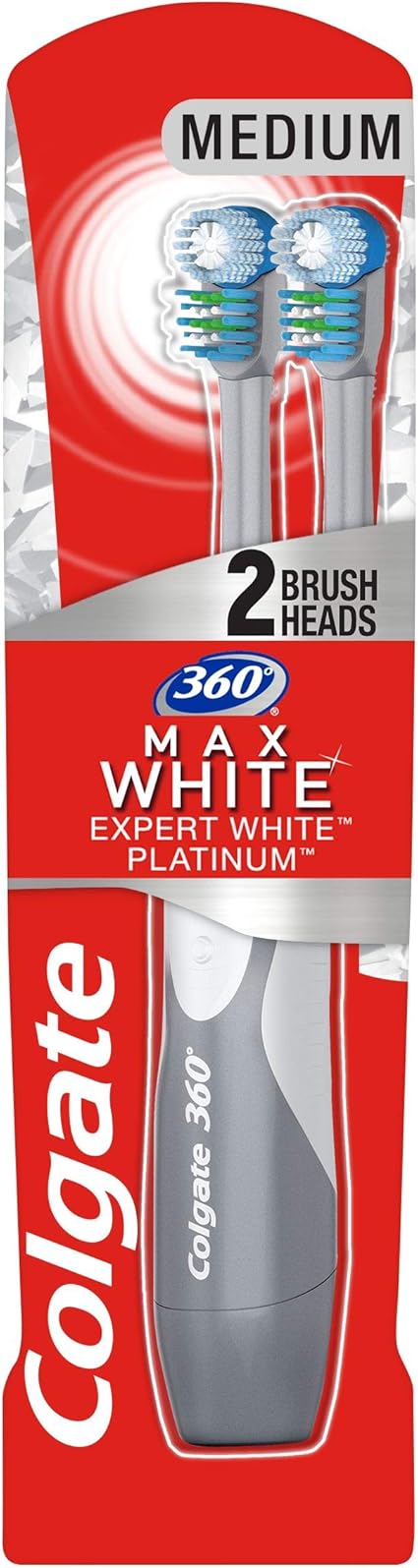 Amazon Com Colgate 360 Max White Expert Whitening Battery Powered Toothbrush 2 Heads Beauty Personal Care