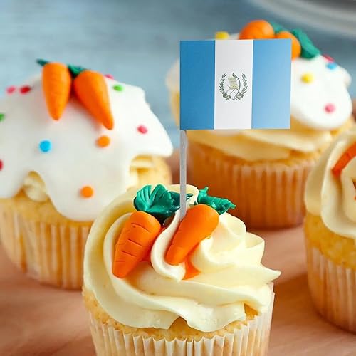 Miniatura 2 de 100 banderas guatemaltecas con palillos de dientes, mini palitos pequeños para cupcakes