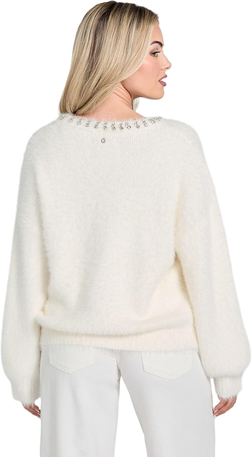 Guess Women's Long Sleeve Arisa Rhinestone Sweater