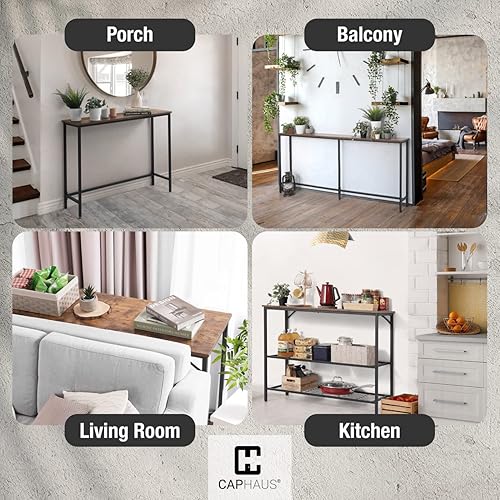 Miniatura 6 de CAPHAUS Mesa consola estrecha y larga de 63 pulgadas para entrada, mesa de sofá de diseño clásico estrecha y larga para sala de estar, mesa de sofá
