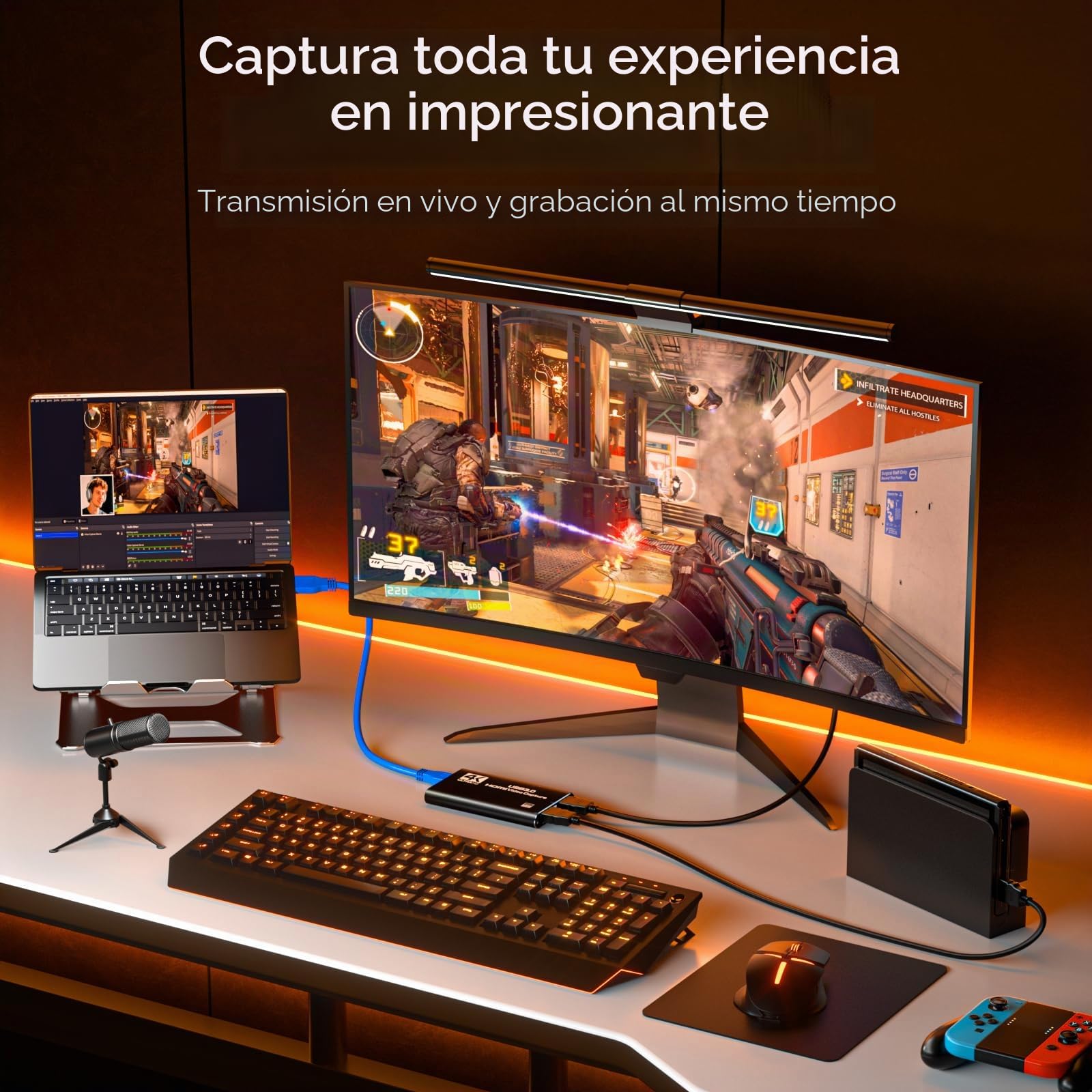 Newhope Tarjeta de captura HDMI para transmisión, Full HD 1080P 60FPS captura USB 3.0 tarjeta de captura de audio y video, para cámara de transmisión/Xbox/PS4/PS5/Switch/PC