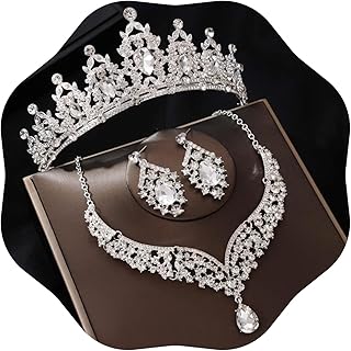 Crowns and Tiaras jewelry sets for Wedding princess birthday party Halloween Prom Pageant Jewelry for Women Crystal Bridal Jewelry Set for women - Buy now