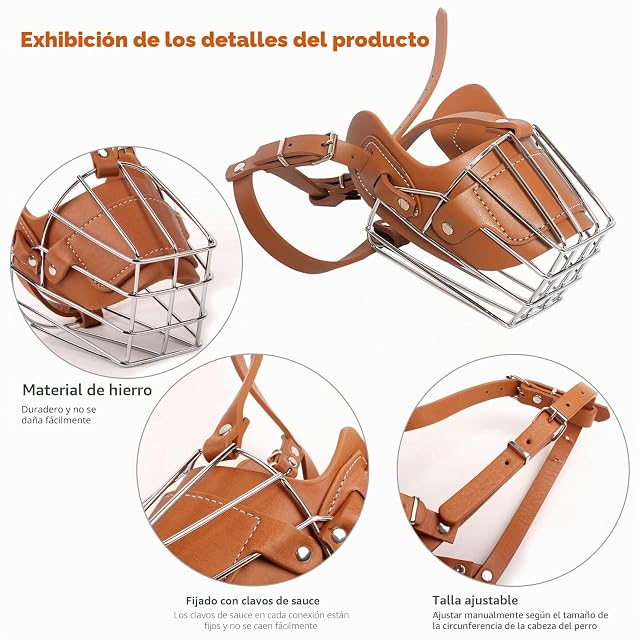 Foto 4 de 6 de PETCUTE Bozal para Perro Bozales Anti-Morder Transpirable Bozal de Metal para Perros Anti Morder y Ladrar