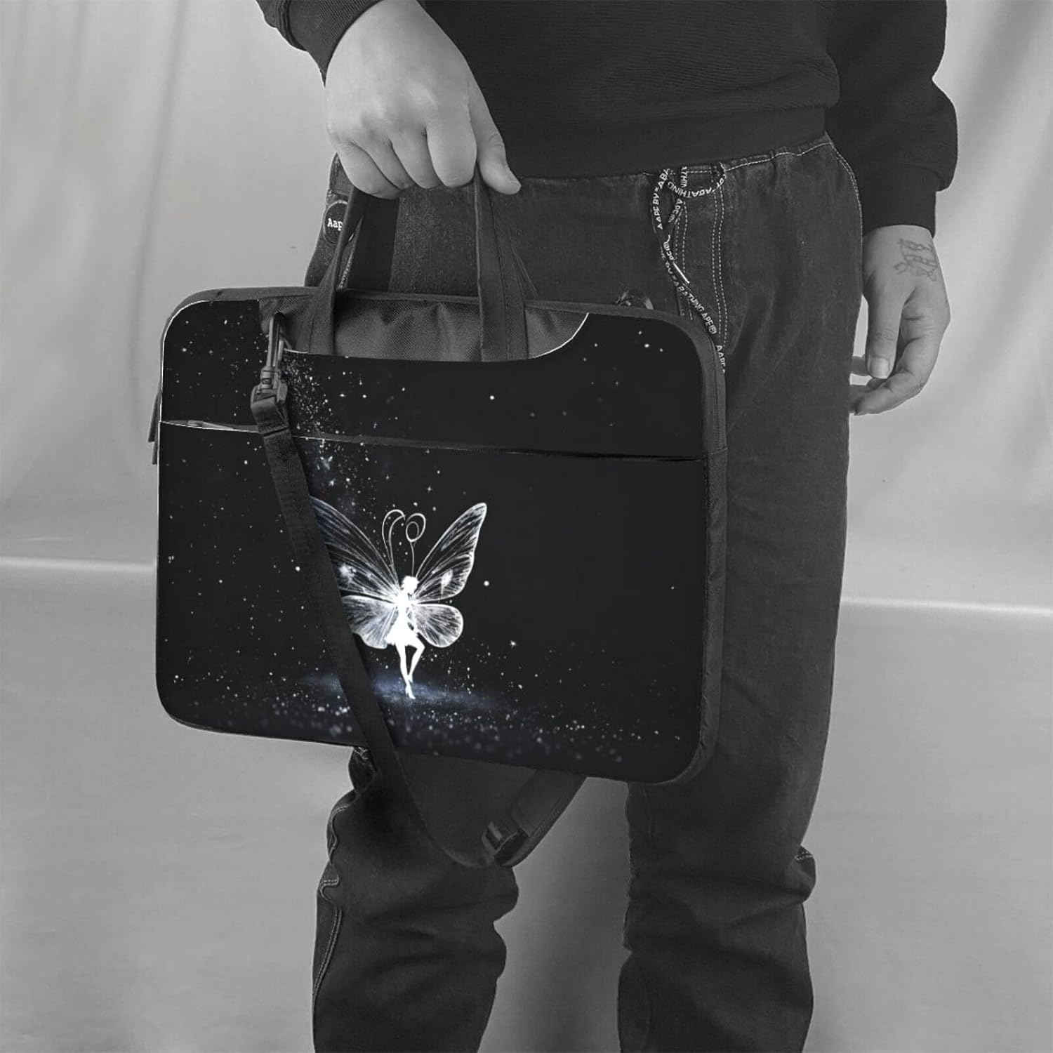 butterfly Print Laptop Shoulder Bag Messenger Bag Notebook with Accessories Pocket 13/14/15.6 inch