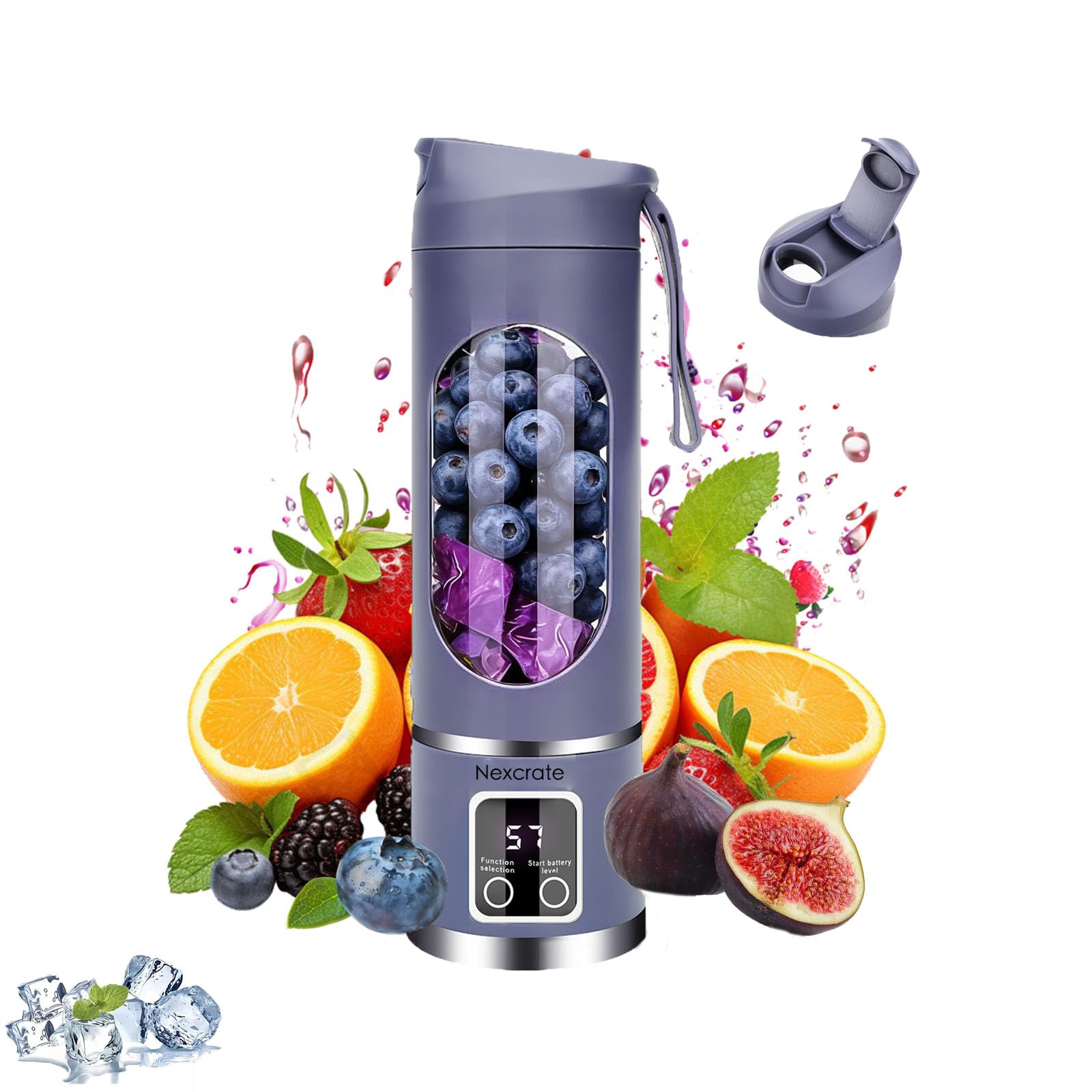 Cordless Blender - Dual 1500mah Battery 12 Blades 3-Speed 450ml Portable Blender For Smoothies Juicing Ice Crushing Travel