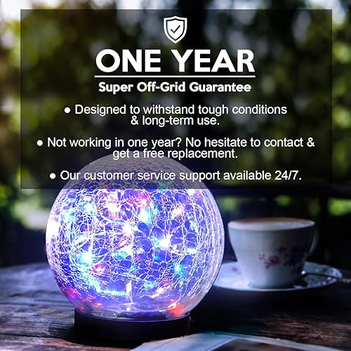 Miniatura 4 de Luces solares de globo multicolor impermeables para exteriores, bolas solares LED redondas para mirar, adornos para césped, jardín, patio, mesa,