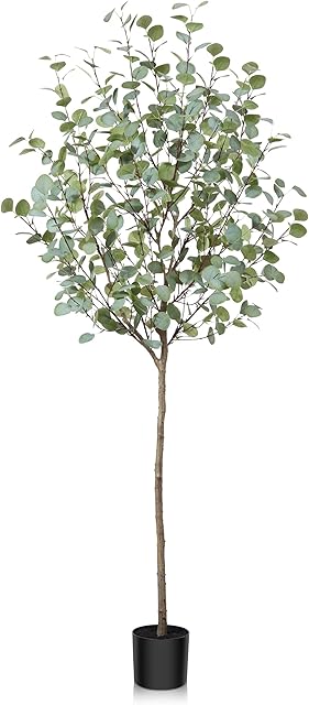 Fopamtri Artificial Eucalyptus Fake Plants 180cm Faux Eucalyptus Artificial Plants Indoor Outdoor Artificial Tree for Home Garden Office Decoration (1 Pack)