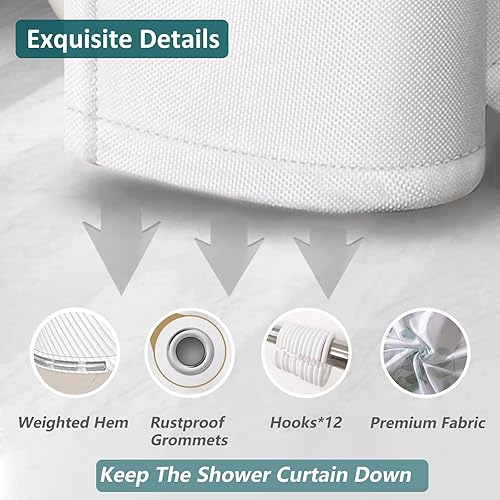 Miniatura 8 de QOQIBU Cortina de ducha de plantas para baño, cortina de ducha botánica de acuarela de hojas de eucalipto verde con 12 ganchos, 60 x 72 pulgadas