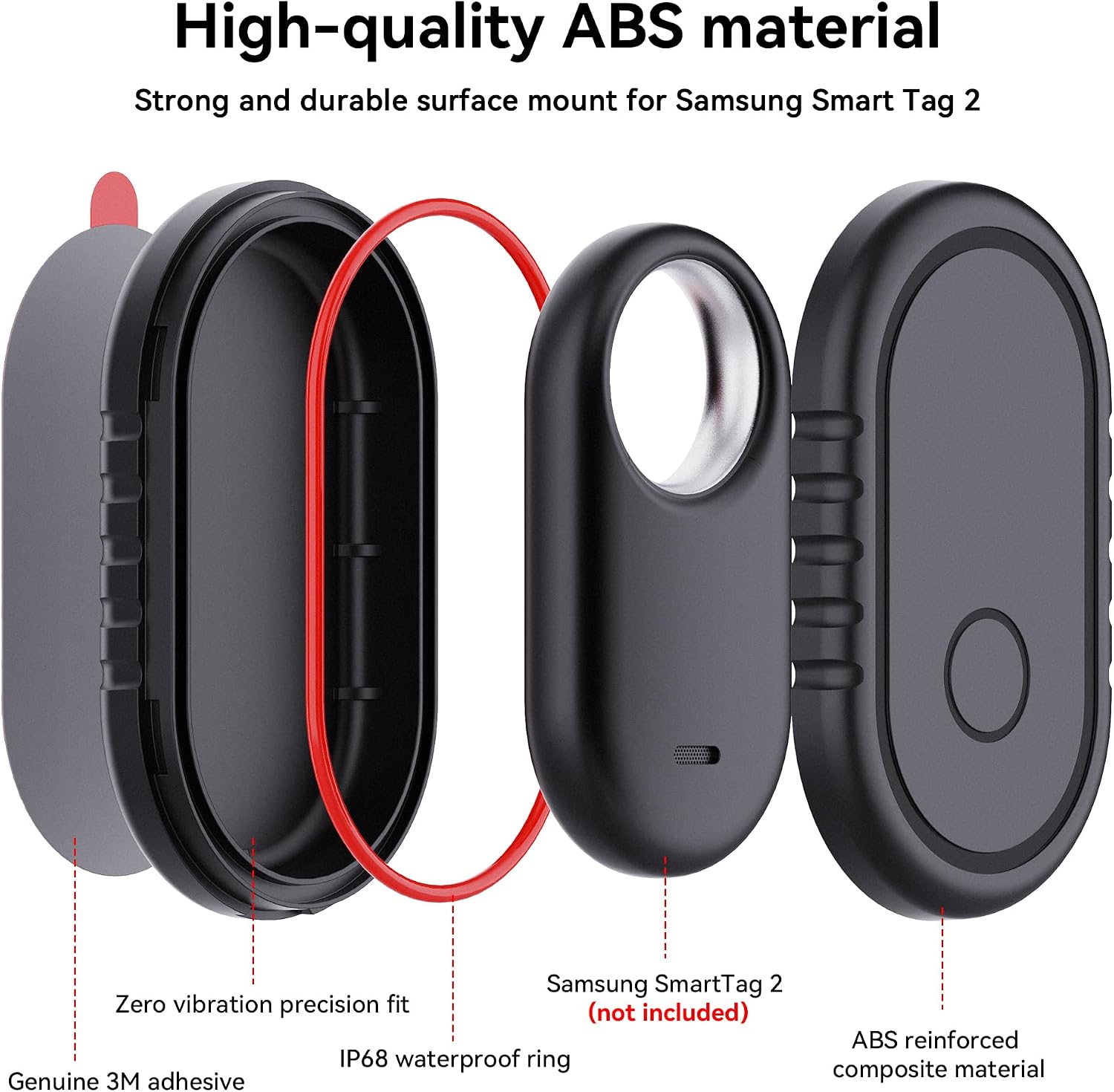 DDJ 2 Pack Case for Samsung Smart Tag 2 Adhesive Mount with 3M Adhesive Sticker,ABS Waterproof Case, Stick on Car, Bike, TV remote, Luggage & More, Hidden Smarttag2 Full Protective Holder Anti-Lost image 2