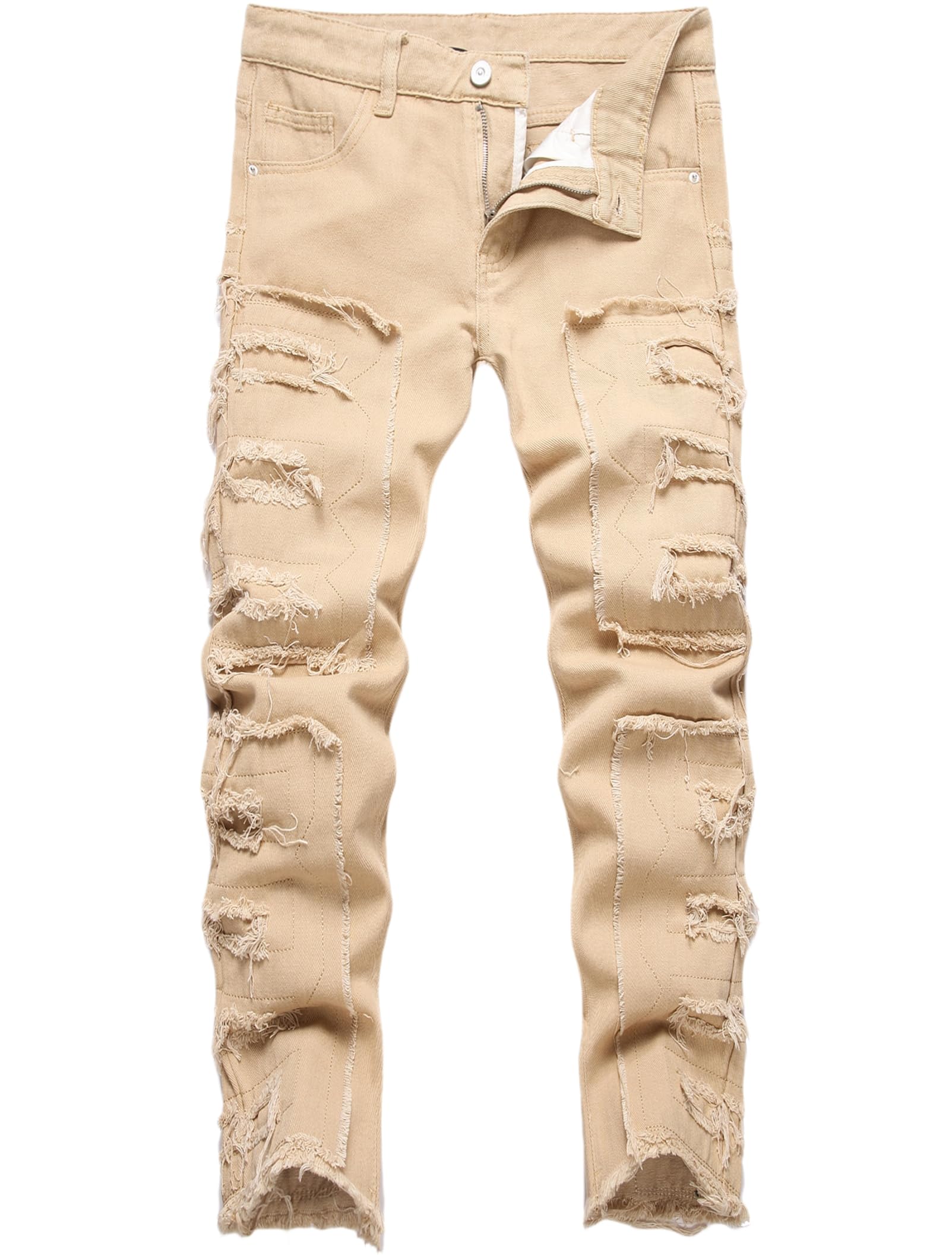 Anbreuinron Boy's Stacked Jeans Skinny Fit Ripped Destroyed Distressed Fashion Comfy Denim Jeans Pants