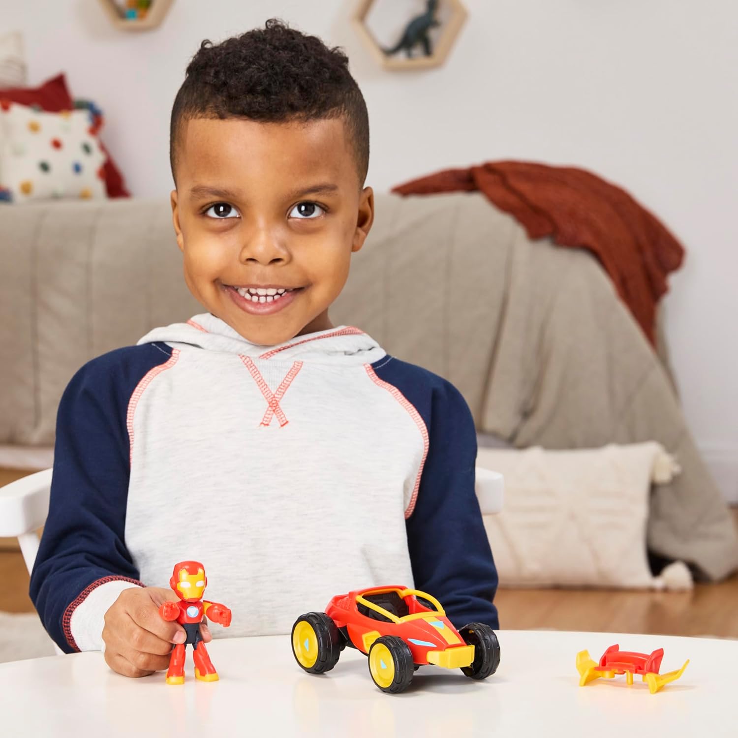 Marvel Iron Man and His Awesome Friends Iron Racer Action Figure & Toy Vehicle, 3-Inch Action Figures, Super Hero Toys for Kids, Ages 3+