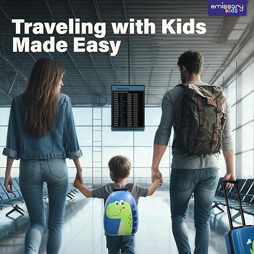 Miniatura 6 de Emissary Juego de equipaje para niños - Maletas de mano con ruedas para niños y niñas, Dinosaurio, Dinosaurio verde