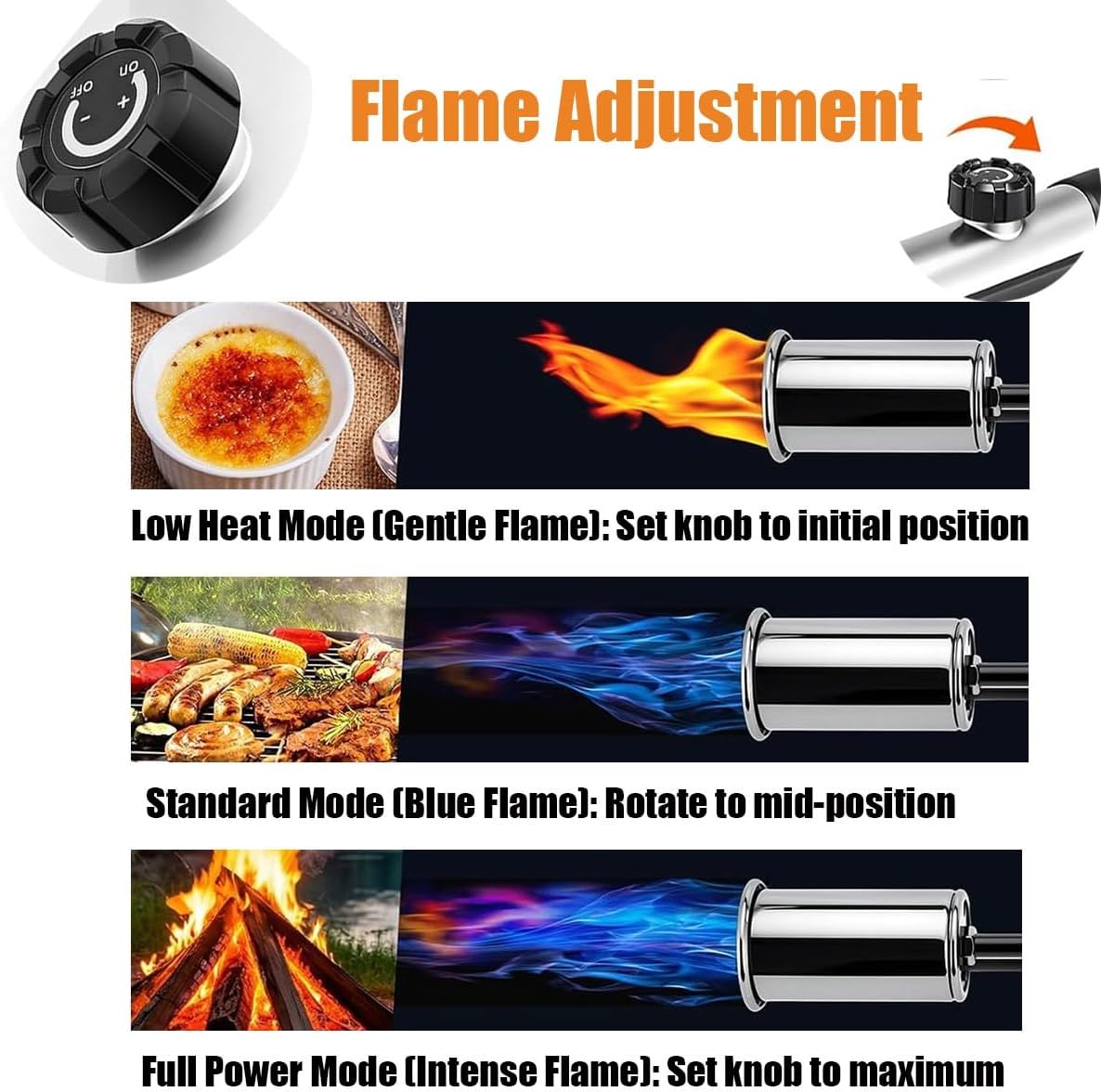 Propane Torch, Kitchen Cooking Torch with Adjustable Flame & Safety Lock, Flame Thrower Fire Grill Gun for Searing Steak, Creme Brulee, BBQ (Tank Not Included)