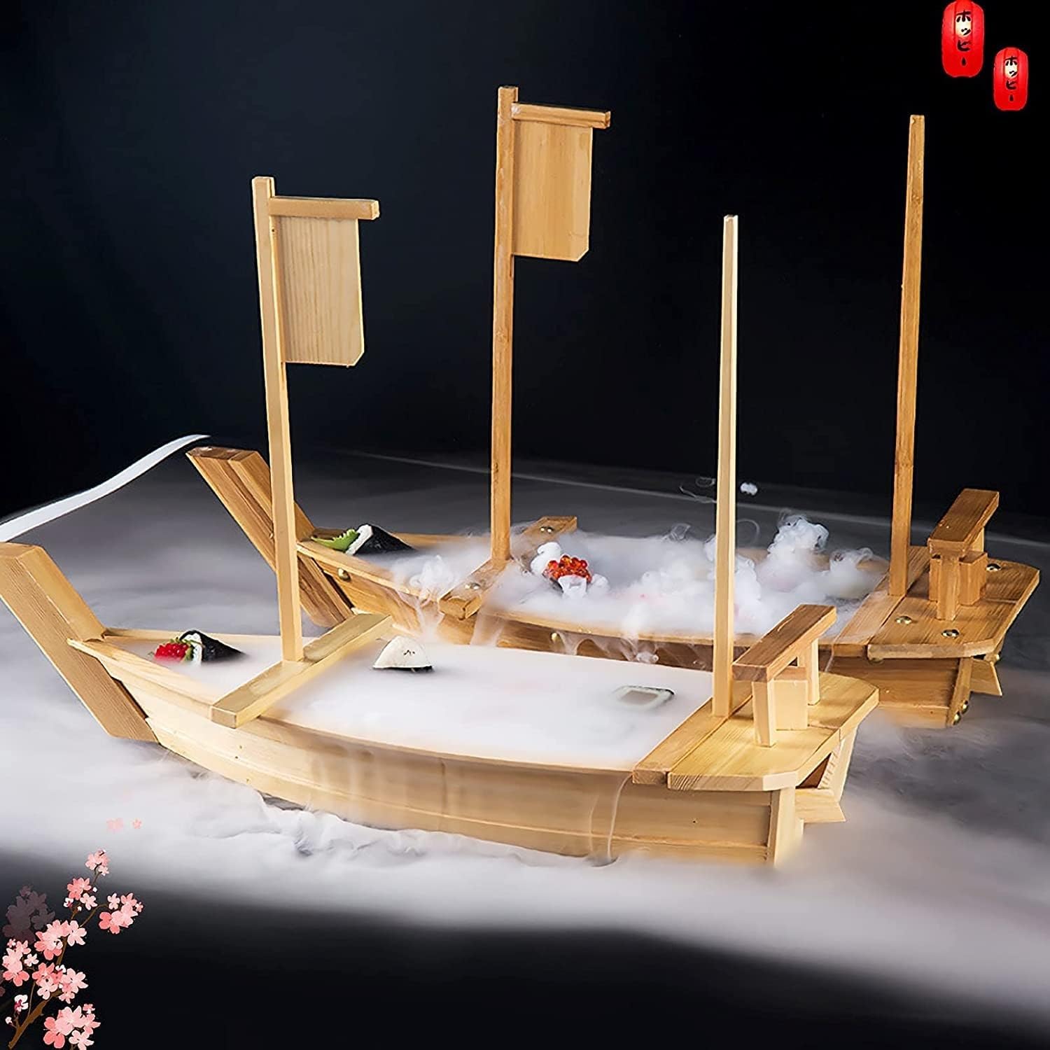 Sushi Boat Serving Tray, Wooden Sushi Plate Great for Sushi Restaurant or Home, Large Sushi Boat Plate for Sashimi Board Seafood Party(Size:Wooden/2.3FT)