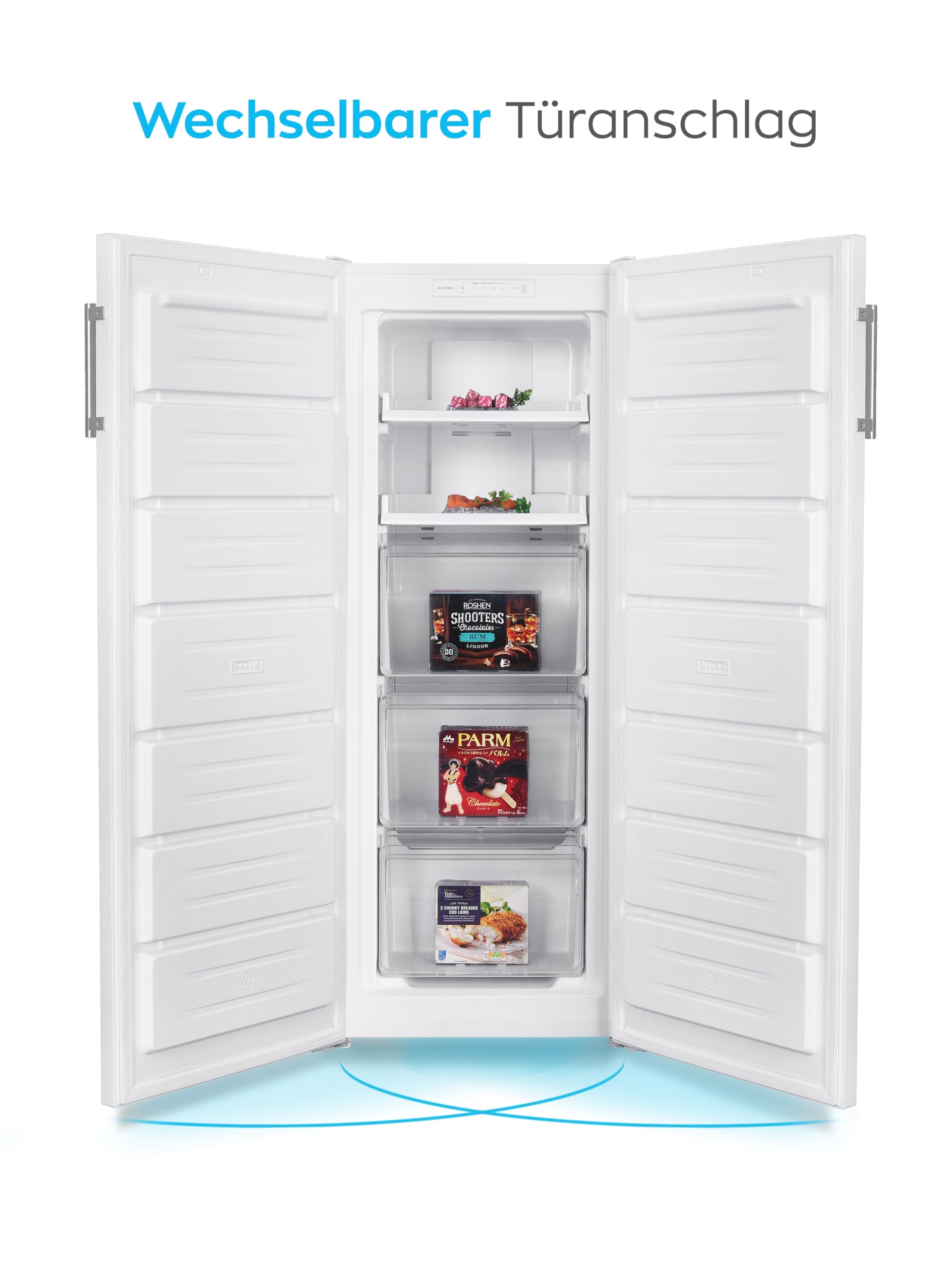 Heinrich´s Gefrierschrank 161L No-Frost LED-Display wechselbarer Türanschlag -14°C~-22°C weiß