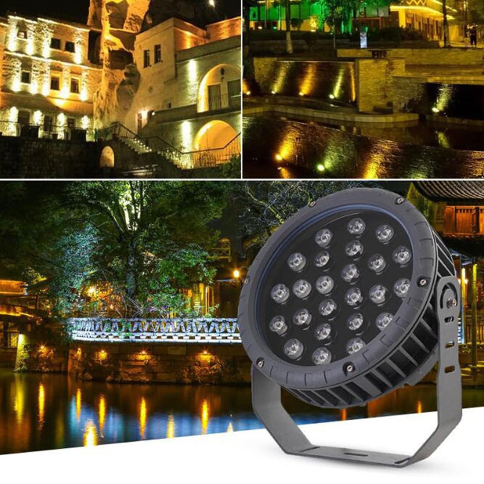 24V Foco LED Exterior - Luz De Inundación LED, Luz De Haz LED, Foco Giratorio para Árbol Resistente Al Agua IP65, para La Carrera De Ingeniería De Césped Luces De Paisaje(RGB,36W)