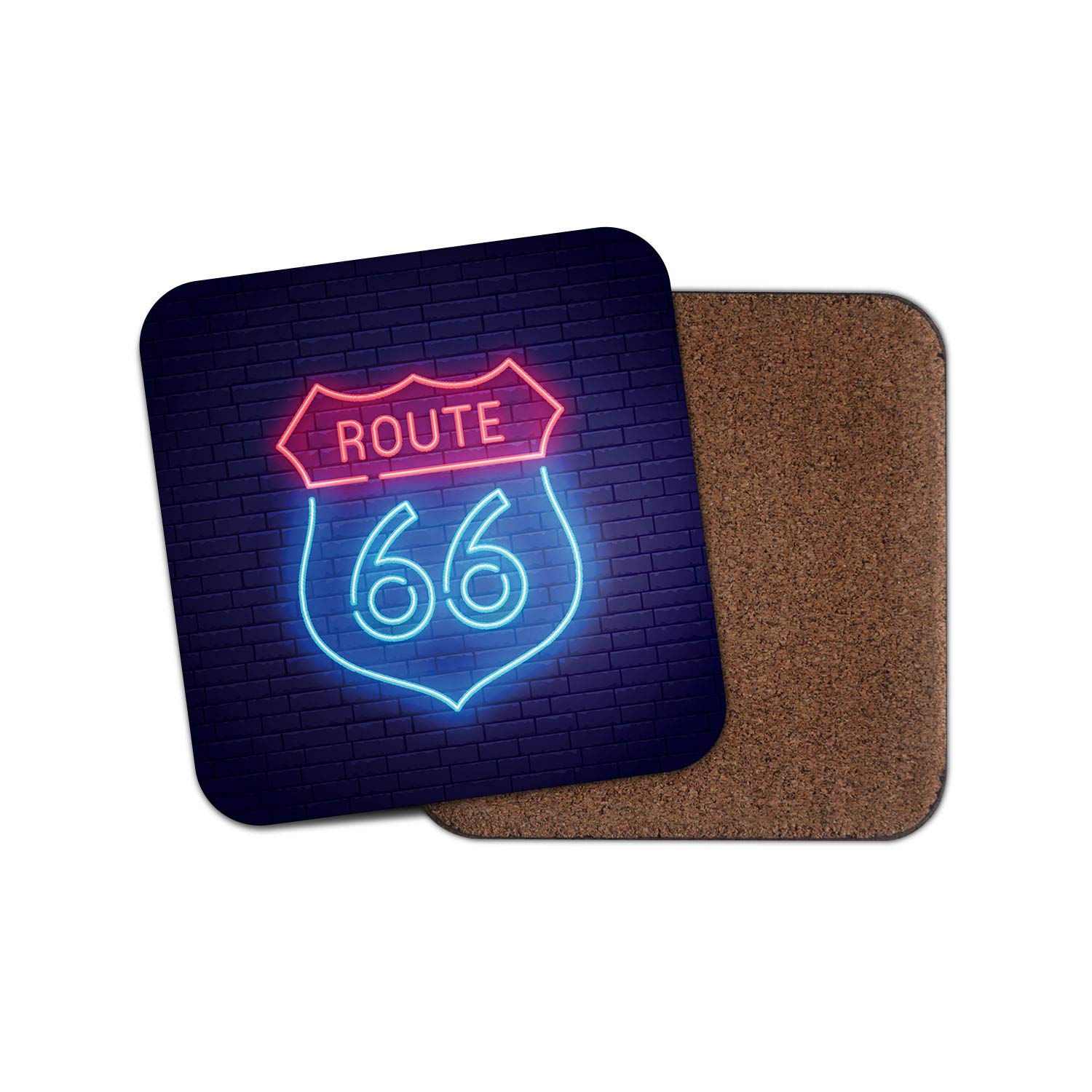 1 x Route 66 Coaster - Road Trip Neon Sign America USA Souvenir #29349