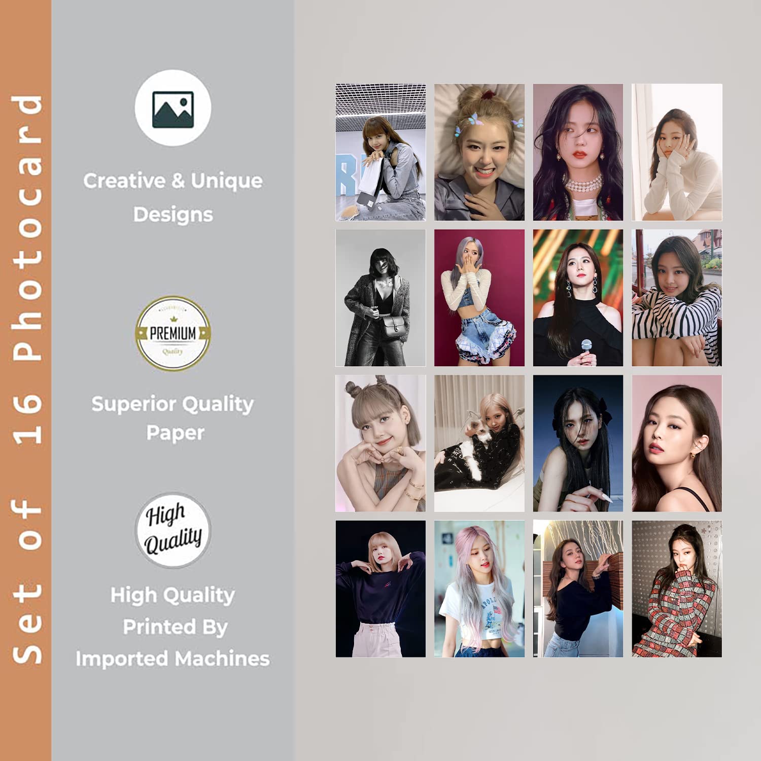 PRINTNET Pack Of 16 Blackpink Photocards Collection Design-4, Multicolour, (4 X 3 Inch) (Size - A7), All Occasion