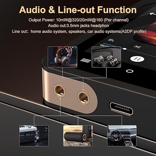 Miniatura 4 de Reproductor de MP3 de alta fidelidad con Bluetooth 5.3, reproductor de música de audio digital de alta resolución DSD sin pérdidas, reproductor de