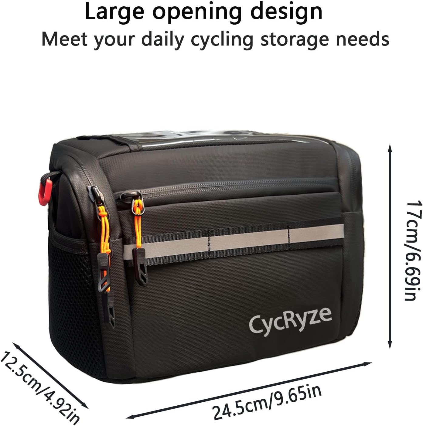 Bicycle front bag, Multifunctional handlebar bag, Thermal insulation bike bag, Large-capacity waterproof, Crossbody bag with shoulder strap, Compatible with mobile phones below 6.5 inches