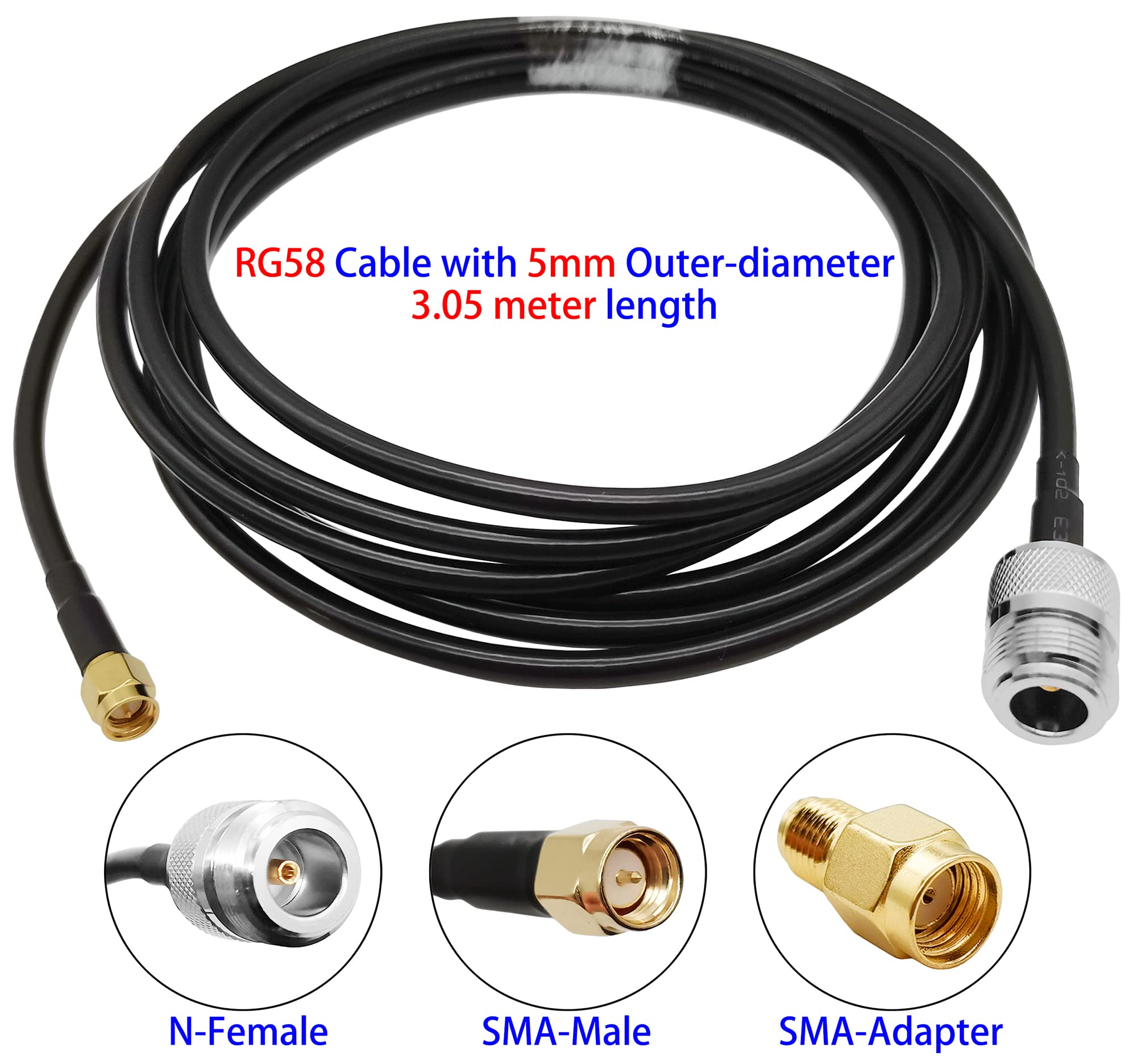 Antenne LoRa 915 MHz 6dBi N-Mâle + Câble SMA Mâle 3m pour Helium Miner Kit