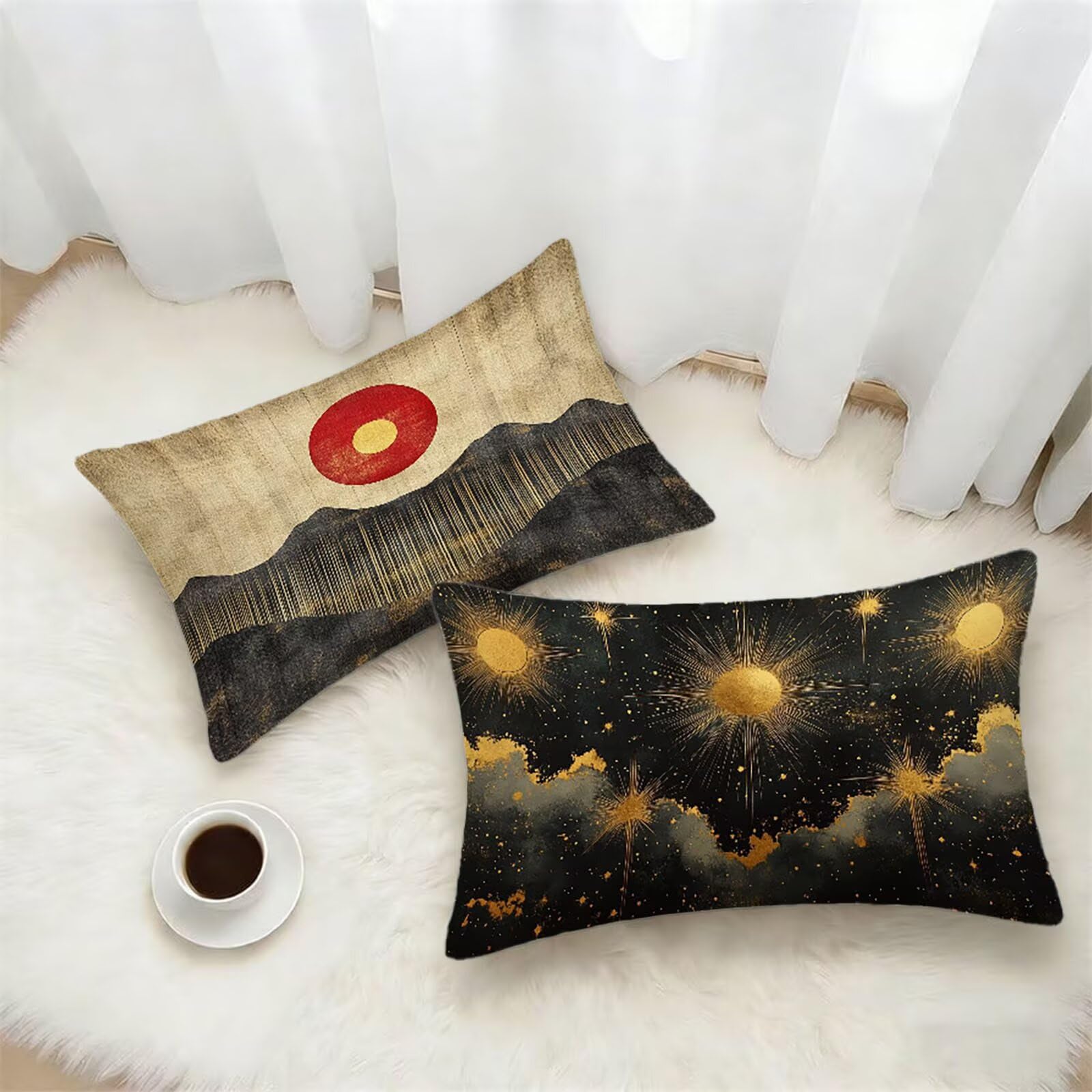Federe Cuscino 60x80 Set di 2, Nordico Federe Cuscini Divano Lino, Rettangolari Copricuscini 60x80cm Con Cerniera Invisibile, Copricuscino per Camera Letto Casa Decorazioni Regalo, Astratto kj-3415