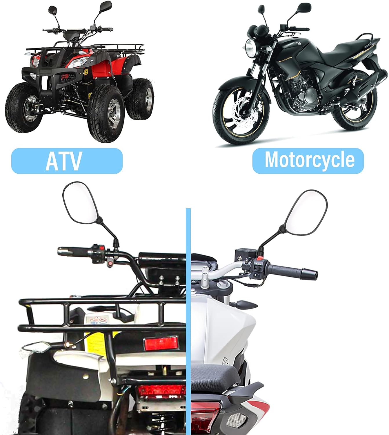 ATV Rear View Mirror, 360 Degrees Ball-Type ATV Side Rearview Mirror with 7/8" Handlebar Mount for Motocycle Scooter Moped Sportsman Dirt Bike Cruiser 4 wheeler mirrors - Image 7