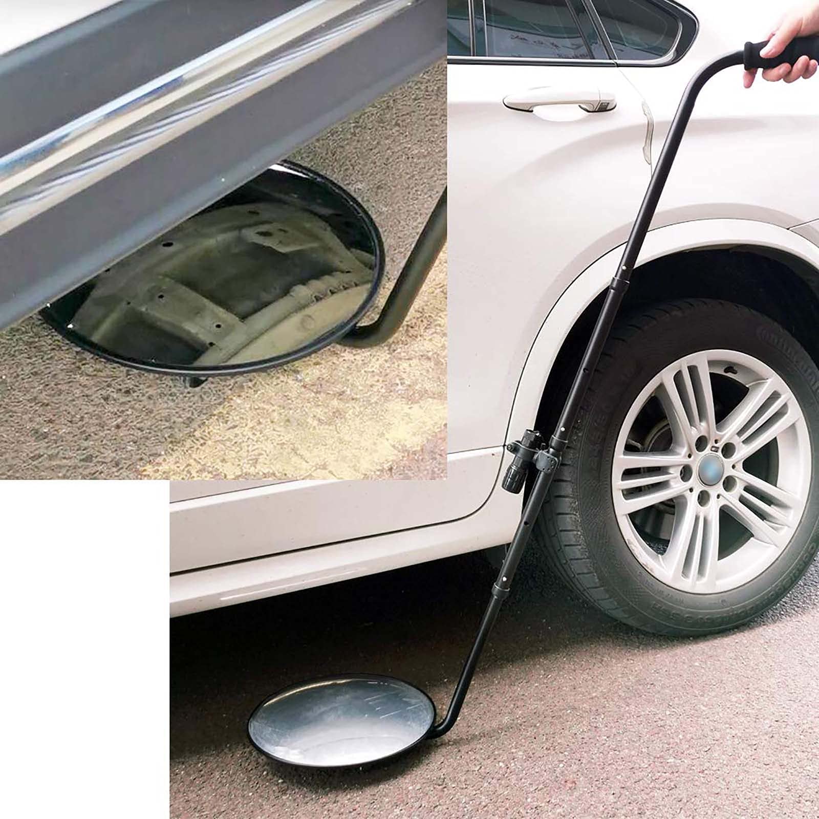 Espejo de inspección de vehículo de 12 Pulgadas, Espejo de Seguridad con Ruedas y luz led para verificación de Seguridad Debajo de automóviles, Camiones, Equipos, Exceso de estantes y Esquinas,
