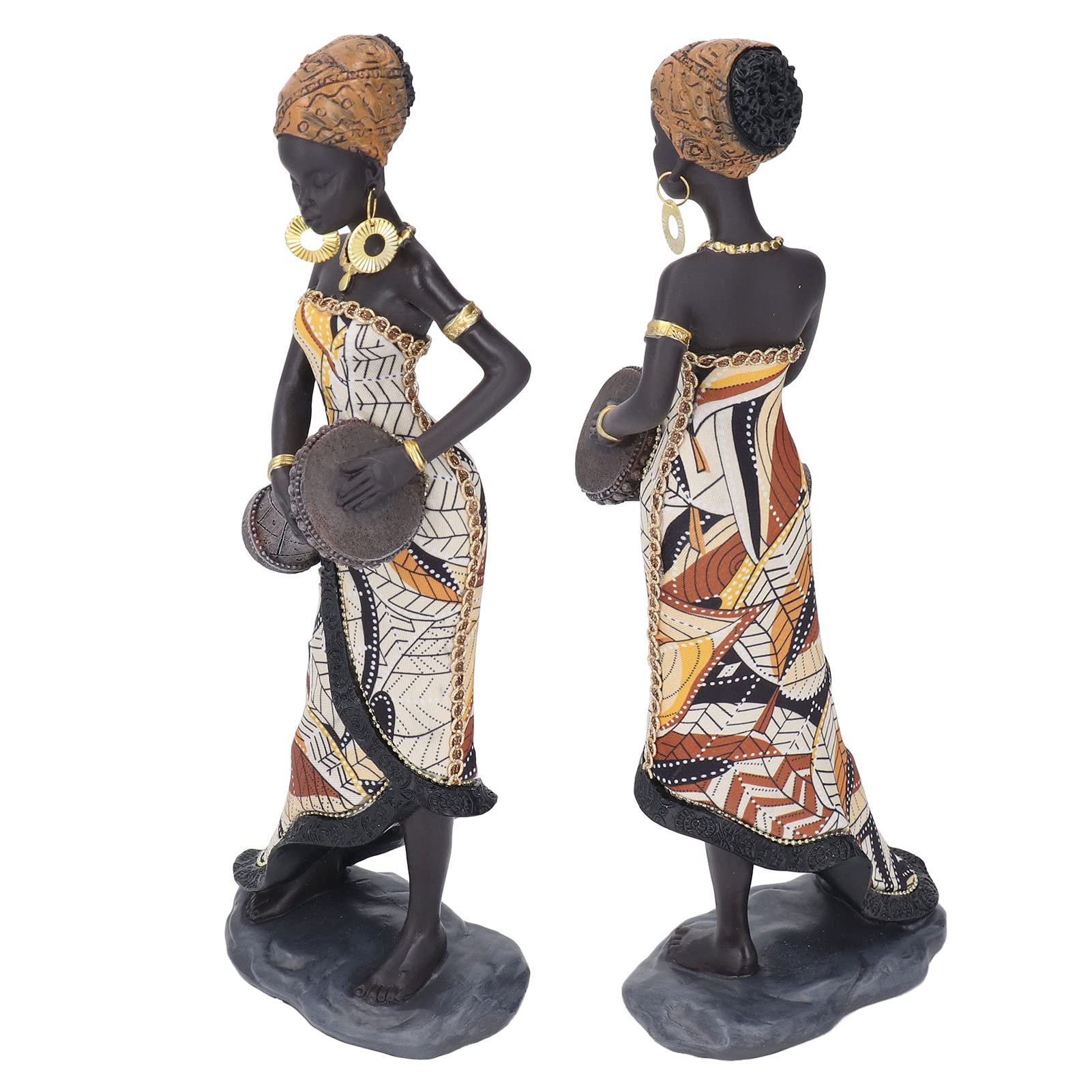 Estatua africana, estatua de mujer africana, vitalidad artística, aspecto realista para oficina, estante, mesa