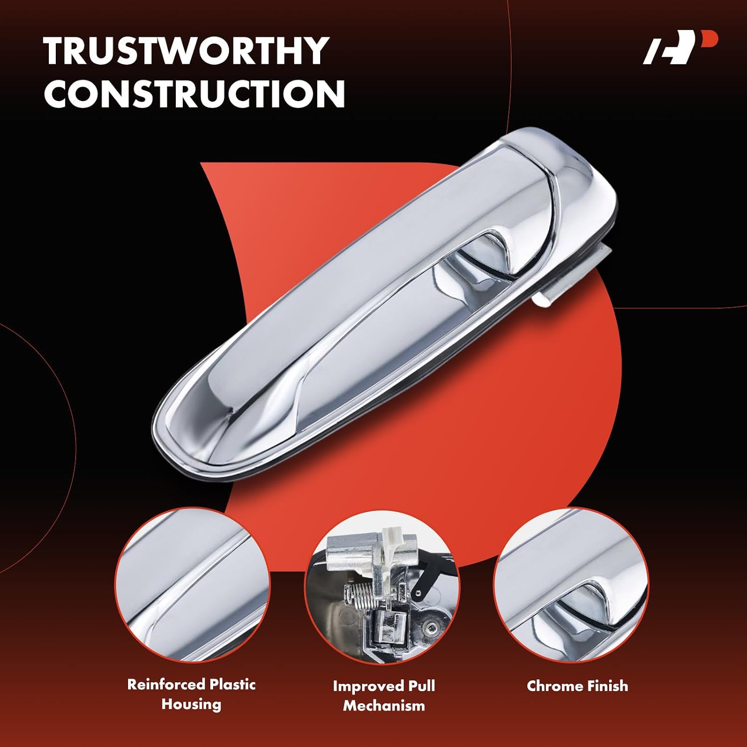 A-Premium Upgraded Metal Exterior Door Handles Compatible with Dodge Ram 1500 2500 3500 2003-2009, Dakota 2005-2010 & Mitsubishi Raider 2006-2009 & Ram Dakota, Chrome, 2-PC Set, Rear Left and Right