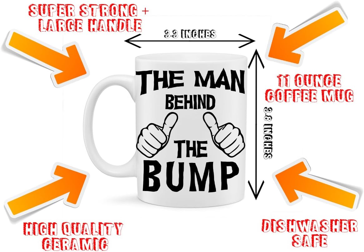 Buу 1 gеt 1 The Man Behind The Bump Funny Coffee Mug | Great Mug Gift for Dad to Be and Pregnant Dads, Baby on the Way | Funny 11 Ounce White Coffee Mug by Hot Ass Tees
